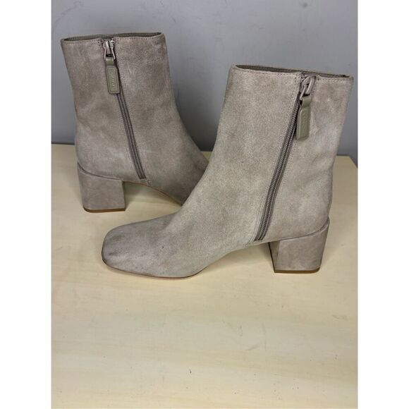 Vince Women's Kaye Suede Square Toe Block Heeled Bootie Grey Size 6 - Picture 3 of 10
